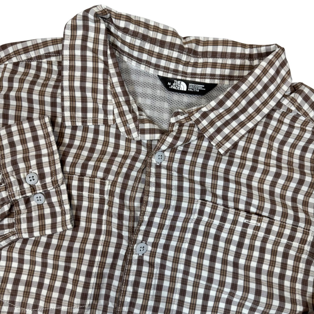 The North Face Mens XXL Brown Plaid Long Sleeve Hiking‎ Shirt